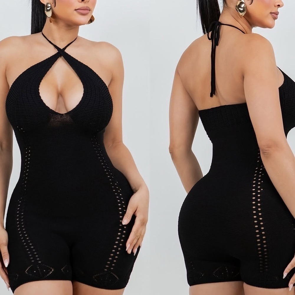 NEW Hera Collection Black Halter Romper
